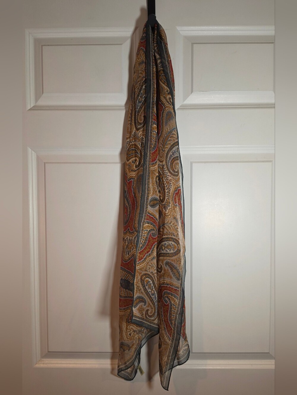 Vintage Paisley Patterned Sheer Silk Scarf Made In Japan